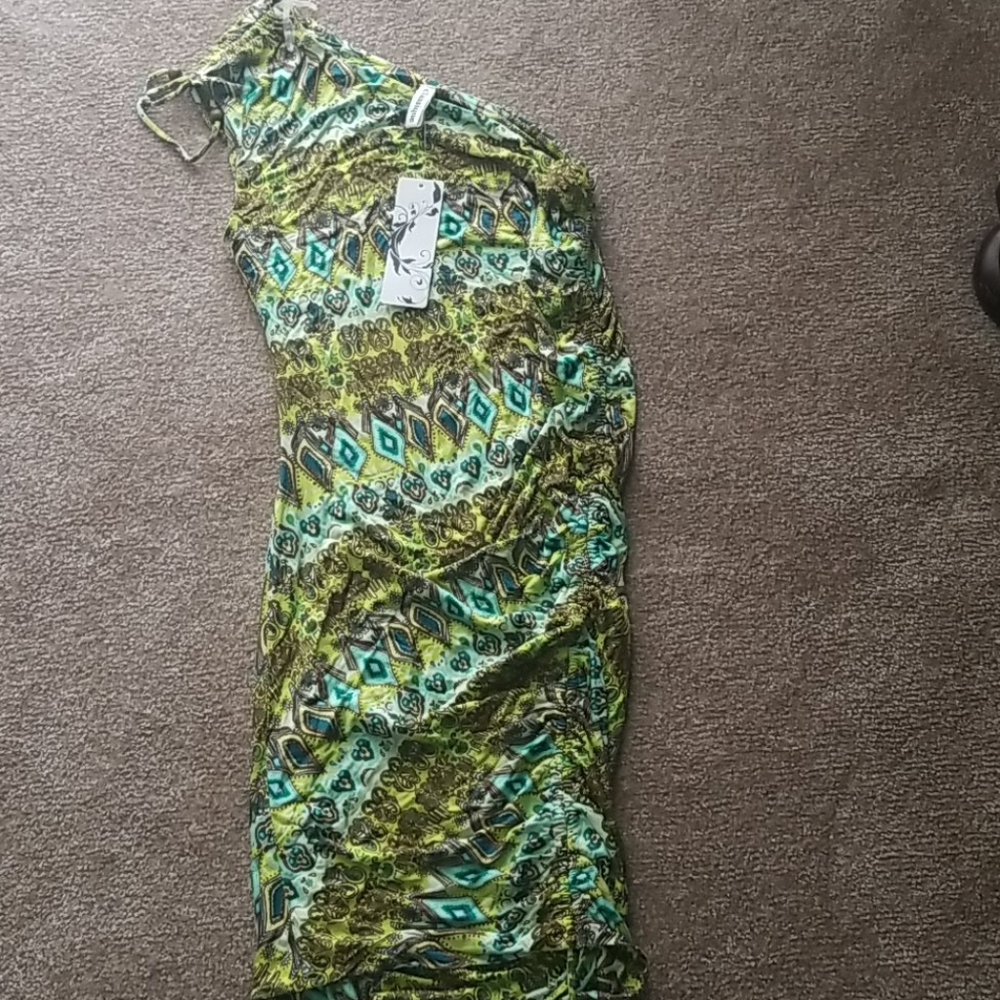 One shoulder stretchy ruched dress